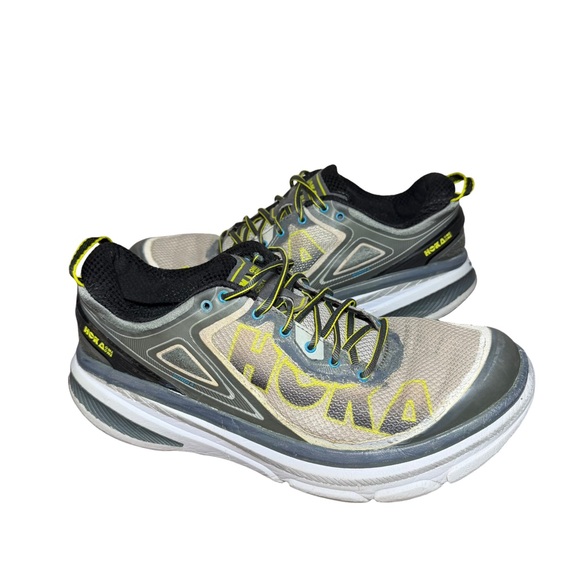 Hoka One One Gray and Lime Athletic Shoes size 11.5 - Picture 2 of 6